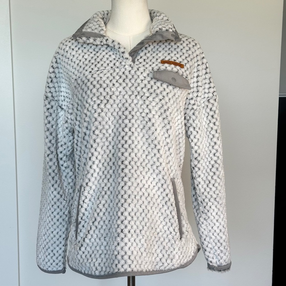 Simply Southern Simply Soft Sherpa Pullover Quarter‎ Snap Cabincore Light Gray S